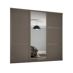 Spacepro Shaker 3 Wardrobe Door Kit Stone Grey Framed – 2x 3 Panel Shaker & 1x 1 Panel Mirror – 1680mm (W)