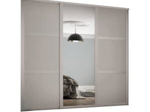 Spacepro Shaker 3 Wardrobe Door Kit Cashmere Framed - 2x 3 Panel Shaker & 1x 1 Panel Mirror - 2592mm (W)