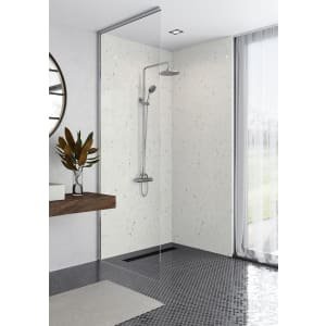 Mermaid Elite Quartzo Bianco Tongue & Groove Single Shower Panel – 2420 x 600mm
