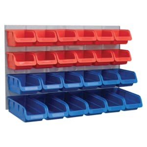 Faithfull 24 Plastic Storage Bins with Wall Metal Panel