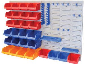 Faithfull 43 Piece Storage Bins Set with Wall Panels