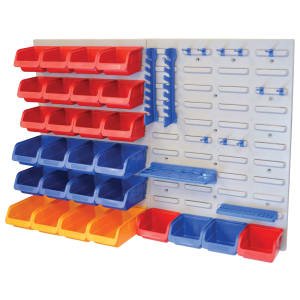 Faithfull 43 Piece Storage Bins Set with Wall Panels