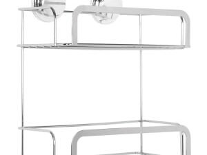 Croydex Stick & Lock™ 2 Tier Chrome Cosmetic Storage Basket - 93 x 255mm