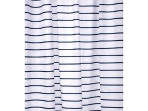 Croydex Textile Shower Curtain - White/Navy Stripe