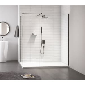 Nexa By Merlyn 8mm Black Frameless Swivel Wet Room Shower Panel Only – 2015 x 300mm