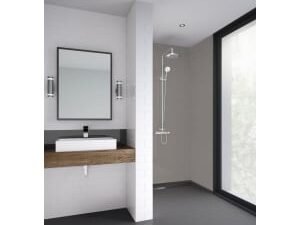 Mermaid Composite Mocha Vertical Tile Single Shower Panel - 2440 x 1220mm