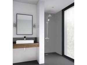 Mermaid Composite Grey Vertical Tile Single Shower Panel - 2440 x 1220mm