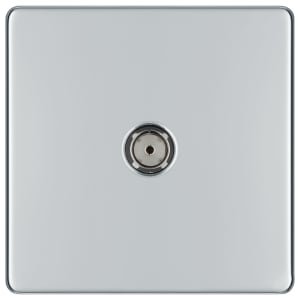 BG Screwless Flat Plate Single Socket For Tv Or Fm Co-Axial Aerial Connection – Polished Chrome