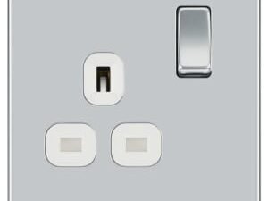 BG 13A Screwless Flat Plate Single Switched Power Socket Double Pole - Polished Chrome