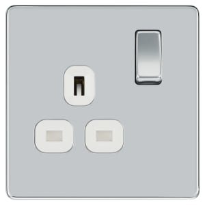 BG 13A Screwless Flat Plate Single Switched Power Socket Double Pole – Polished Chrome