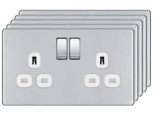 BG 13A Screwless Flat Plate Double Switched Power Socket Double Pole 5 Pack - Polished Chrome