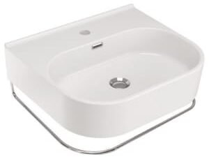 Wickes Siena 1 Tap Hole Wall Hung Basin with Polished Steel Towel Rail - 500mm