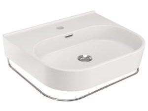 Wickes Siena 1 Tap Hole Wall Hung Basin with Polished Steel Towel Rail - 600mm