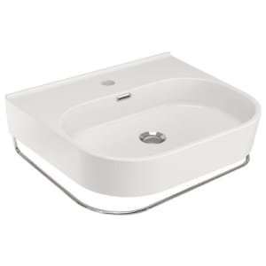 Wickes Siena 1 Tap Hole Wall Hung Basin with Polished Steel Towel Rail – 600mm