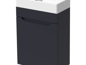 Wickes Malmo Indigo Blue Cloakroom Wall Hung J Pull Vanity Unit & Basin - 580 x 400mm