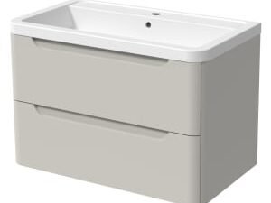 Wickes Malmo Light Grey Wall Hung J Pull Vanity Unit & Basin - 657 x 800mm