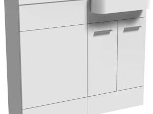Wickes Geneva White P-Shaped Right Hand Freestanding Vanity & Toilet Pan Unit with Basin - 1000 x 1000mm
