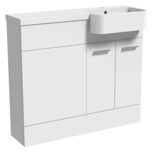 Wickes Geneva Grey P-Shaped Right Hand Freestanding Vanity & Toilet Pan Unit with Basin – 1000 x 1000mm