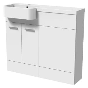 Wickes Geneva Grey P-Shaped Left Hand Freestanding Vanity & Toilet Pan Unit with Basin – 1000 x 1000mm