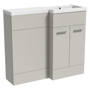 Wickes Geneva Grey L-Shaped Right Hand Freestanding Vanity & Toilet Pan Unit with Basin – 1000 x 1000mm
