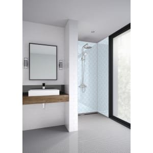Mermaid Blue Florals Acrylic 2 Sided Shower Panel Kit – 1200 x 900mm