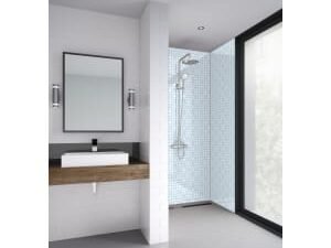 Mermaid Blue Florals Acrylic 3 Sided Shower Panel Kit - 1200 x 900mm