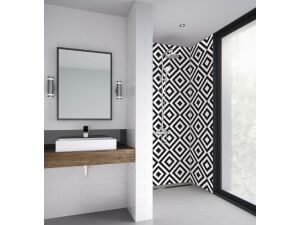 Mermaid Squares 3 Sided Acrylic Shower Panel Kit - 1200 x 900mm