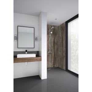 Mermaid Rough Wood Laminate 2 Sided Shower Panel Kit – 900 x 900mm