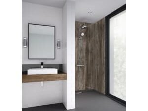 Mermaid Rough Wood Laminate 2 Sided Shower Panel Kit - 1200 x 900mm