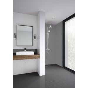 Mermaid Composite Grey Vertical Tile 3 Sided Shower Panel Kit 1200 X 900mm