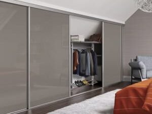 Spacepro Heritage Loft Sliding Door Silver Frame Cappuccino Glass 610mm