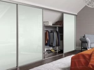 Spacepro Heritage Loft Sliding Door Silver Frame Arctic White Glass 762mm