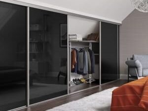 Spacepro Heritage Loft Sliding Door Silver Frame Black Glass 914mm