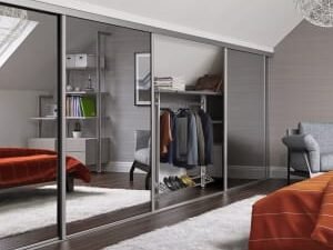 Spacepro Heritage Loft Sliding Door Silver Frame Mirror 914mm