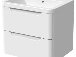 Wickes Malmo Gloss White J Pull Wall Hung Vanity Unit - 657 x 600mm