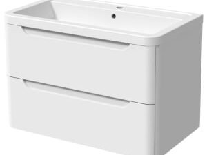 Wickes Malmo Gloss White J Pull Wall Hung Vanity Unit - 657 x 800mm