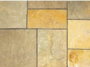 Marshalls Aluri Limestone Riven Rustic Ochre Paving Slab Mixed Size - Sample