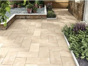 Marshalls Indian Sandstone Riven Buff Multi Paving Slab 600 x 300 x 22mm - Pack of 72