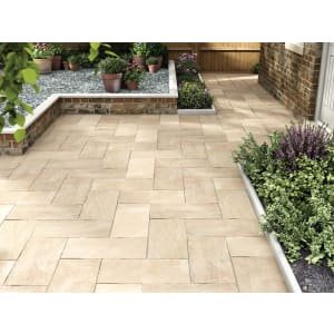 Marshalls Indian Sandstone Riven Buff Multi Paving Slab 600 x 300 x 22mm – Pack of 72