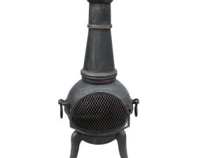 Charles Bentley 124cm Extra Large Cast Iron & Steel Outdoor Chiminea - Black