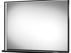 Sensio Hobart Colour Changing Matt Black LED Mirror with QI Charger - 800 x 600mm