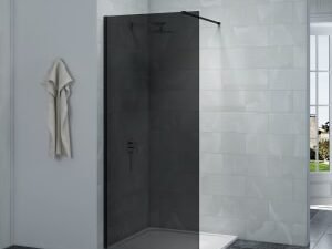 Nexa By Merlyn 8mm Black Frameless Tinted Glass Wet Room Shower Screen Only - 2015 x 1200mm