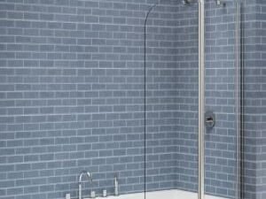Nexa By Merlyn 6mm Chrome 2 Panel Folding Curved Bath Screen - 1500 x 900mm