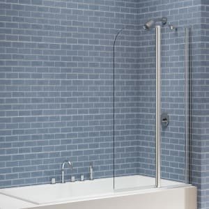 Nexa By Merlyn 6mm Chrome 2 Panel Folding Curved Bath Screen – 1500 x 900mm