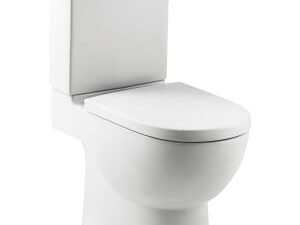 Meridian Easy Clean Close Coupled Open Back Toilet Pan, Cistern & Soft Close Seat