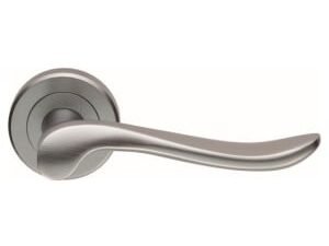Serozzetta Verdun Satin Chrome Round Rose Door Handle - 1 Pair