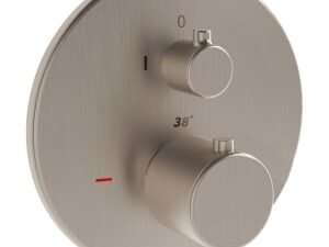 VitrA Origin Round Built-In 1 Way Thermostatic Bath & Shower Mixer Valve - Brushed Nickel