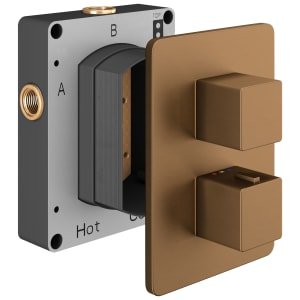 Hadleigh Concealed 1 Outlet Square Thermostatic Shower Valve – Brushed Bronze