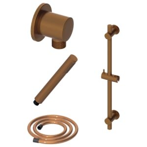 Hadleigh Shower Riser Rail, Wall Outlet, 1.6m Hose & Handset Accessories Kit in Brushed Bronze