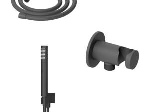 Hadleigh Shower Wall Outlet & Holder, 1.25m Hose & Handset Accessories Kit in Matt Anthracite